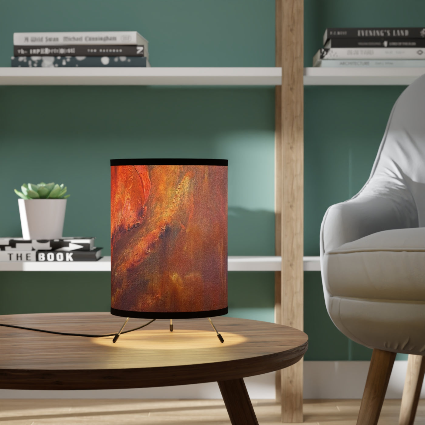 CMS Printed Shade Tripod Lamp