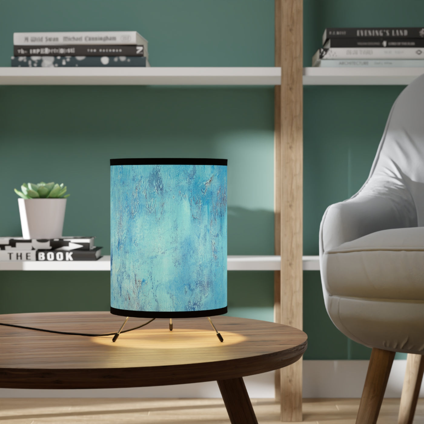 CMS Printed Shade Tripod Lamp